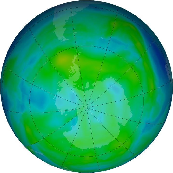 Antarctic ozone map for 19 June 2006
